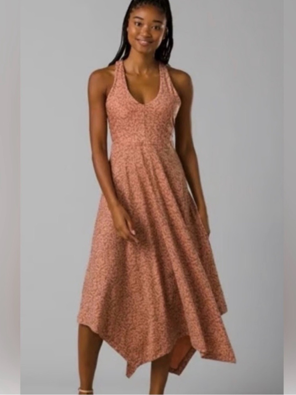 Prana Saxon Rust Floral Halter Midi Dress L